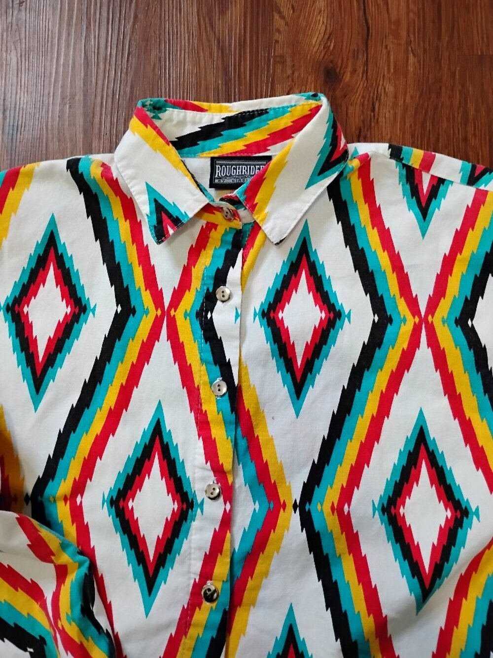 Vintage Roughrider Circle T Diamonds Western Button Shirt